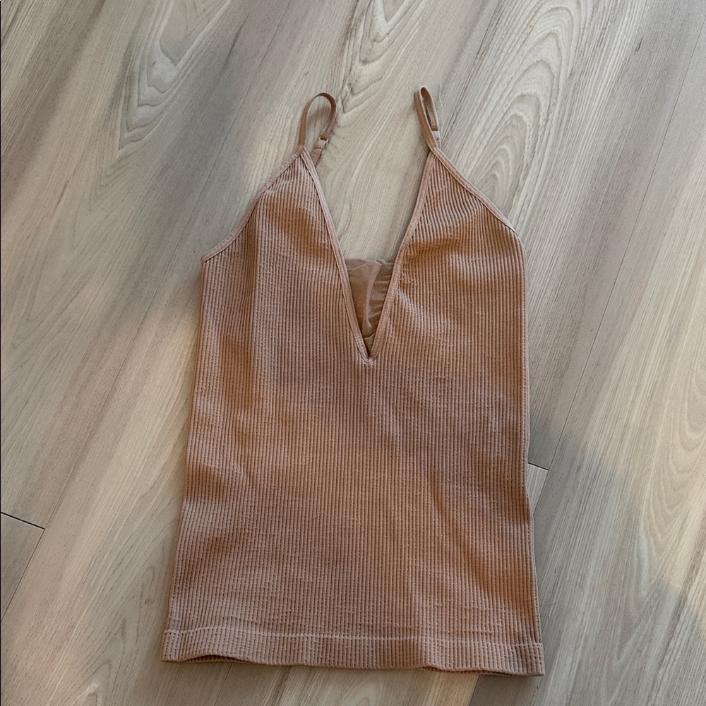 Free People Ribbed Brown V-Neck Camisole